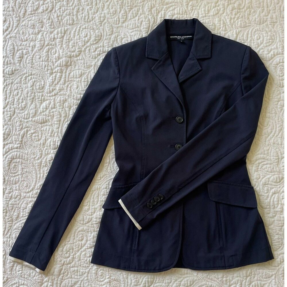 Charles Ancona Navy Equestrian Show Coat Jacket Size 2 Hunter Jumper